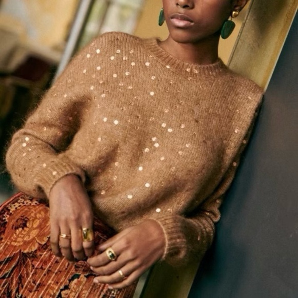Sezane Ludivine gold polka dot sweater
